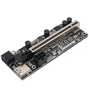 PCIE Riser 1x to 16x Graphic Extension with Temperature Sensor for Bitcoin GPU Mining Powered Riser Adapter Card, New Version