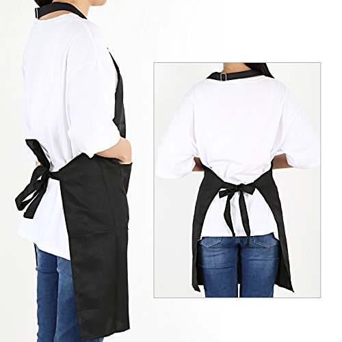 GWHOLE Schürze Latzschürze Küchenschürze mit Bindeband und verstellbare Nackenschlaufe 78,5 x 68 cm, schwarz - 2