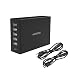 Produktbild QICENT Multi Port USB Ladegerät mit Quick Charge 2.0 SmartIC Ausgang Port und Typ C Port 50W 6-Port für iPhone7 / 6/5, iPad, MacBook, Sumsung Galaxy und mehr