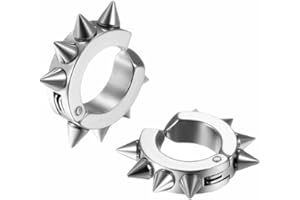 LAFATINA Rivetti Clip su Orecchini a cerchio Set in acciaio inox Spikes Awl Non Piercing Taper Huggie Helix Orecchini di cartilagine