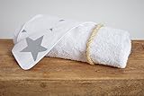 KraftKids Wickelunterlage große graue Sterne auf Weiss wasserundurchlässig