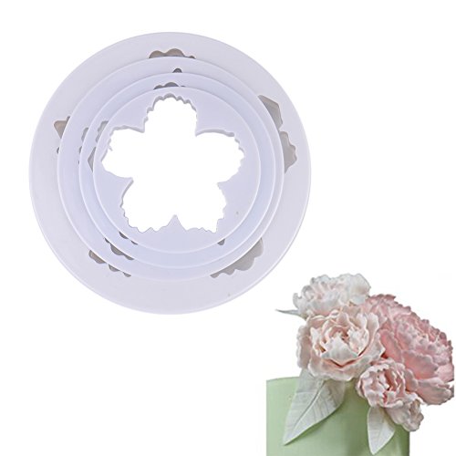 Fondant Kuchen Ausstechformen Dekoration Stempel DIY Modellierwerkzeug Tortendeko LianLe (4 Stk Pfingstrose)