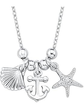 s.Oliver Kinder-Kette mit Anhänger 38+2 cm Seestern Muschel Anker 925 Silber rhodiniert 40 cm 2015018
