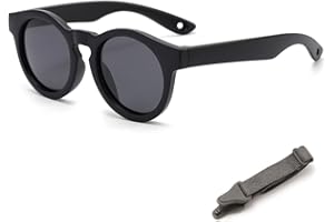 HAZMA Occhiali Da Sole Neonato, Occhiali Da Sole Bambino,Occhiali Da Sole Neonato 6-12 Mesi,Occhiali Da Sole Bambino 2 Anni,Montatura Regolabile In Silicone,Per Bambini/Bambine (Nero, B)