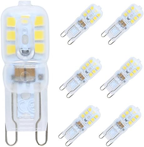 6Pack G9 LED Bulb Dimmable 3 Watt Daylight White 6000K 14 X 2835 SMD LED Bulb AC220V-240V