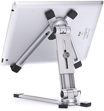 YANGHX Tablet Stand Aluminum Adjustable 360 Degree Foldable Phone Stand Desktop Stand/ Books/ Cell Phone Holder for iPad iPhone Smartphone Tablet (Silver)