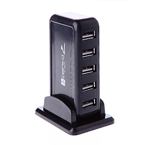 LS Premium USB2.0 HUB 7 Port mit Netzteil (5V, 1000mA) schwarz | USB HUB High Speed aktiv mit Stand und AC Adapter | 7 Port, schwarz - 4