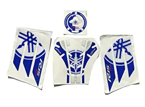 Open Throttle Racers Yamaha R15 V3 Compatible 3D like Tank Pad Combo With Knee Pad Blue-White