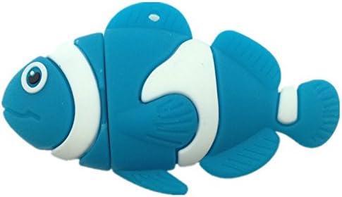 Blue Fish USB Flash Drive 32GB - Memory Stick Data Storage - Pendrive - White and blue
