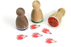 Stemplino® Mini timbri in legno, motivo: riccio, diametro 12 mm, per bambini, con motivo riccio