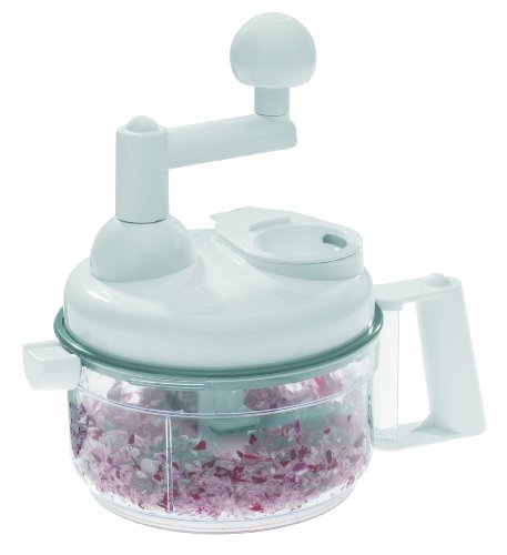 Westmark Manuelle Küchenmaschine 9 in 1, Hobel/Reibe/Julienne-Schneider/Zitruspresse/Schneider/Schaumschläger/Eidottertrenner, Kunststoff/Rostfreier Edelstahl, Küchenhexe, Weiß/Transparent, 11402260