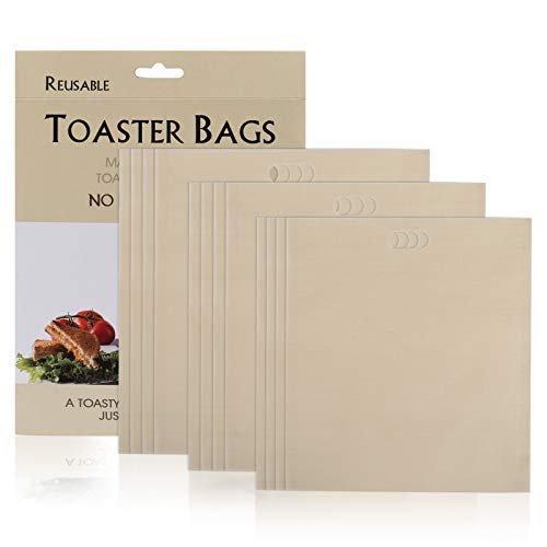 Gwhole Lot de 12 Sacs Grille-Pain Micro-Ondes Four Sacs Toast Sandwich Snack Réutilisables Anti-adhésifs