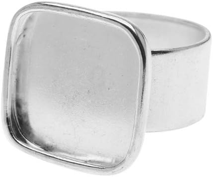 Nunn Design Bright Silver Plated Pewter Large Bezel Square Adjustable Ring