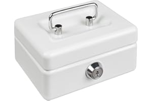 Burg Wächter Geldkassette abschließbar mit Schlüssel, Einwurfschlitz und Hartgeldeinsatz, Klein, Stahlblech, Money 5012, Weiß