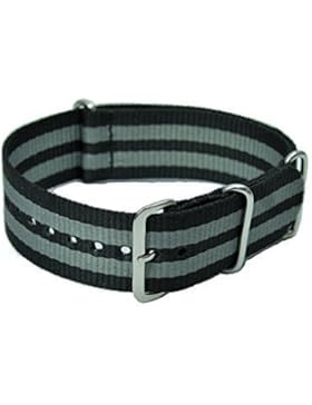 20mm Nato Nylon Duchzugsband Uhrenarmband Black/grey
