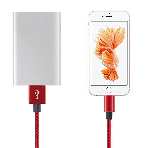 Red Lightning Cable Nylon Braided 3ft 6ft iPhone Charger USB Cable for iPhone 7/ 6 / 6s/ 6 plus/ 6s plus/ 5/ 5s/ 5c/ SE, iPad Pro, iPad Air, iPad Mini (3 pack)