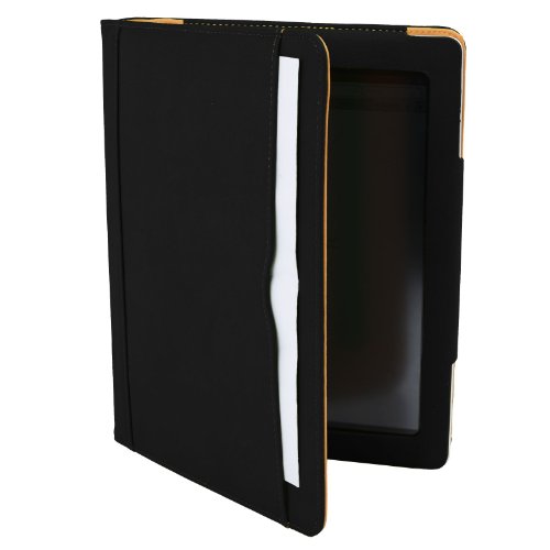 Madcase Apple iPad 4 / 3 / 2 Smart Case Etui Faux Ledertasche Hülle mit Auto Schalf und Wach Sleep-Funktion inkl. Displayschutzfolie und Stylus Touch stift – Schwarz / Beige - 3