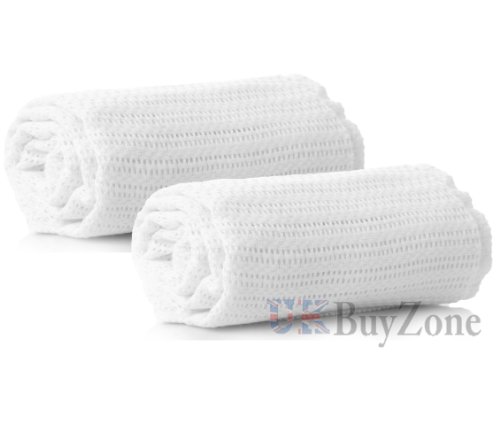 Large Baby 100% Pure Cotton Cellular For Blanket Pram Cot Bed Mosses Basket Crib 70 x 90 cm. ; 100 x 120 cm. (2 x White (100x120cm.))