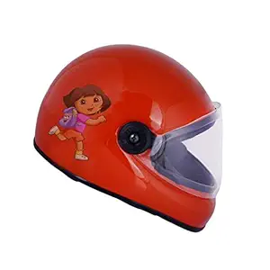 Western Era Stylish Explorer Dora Full Face Helmet for Kids || Baby Safety and Comfort || (3-12 Years) (Orange Glossy)