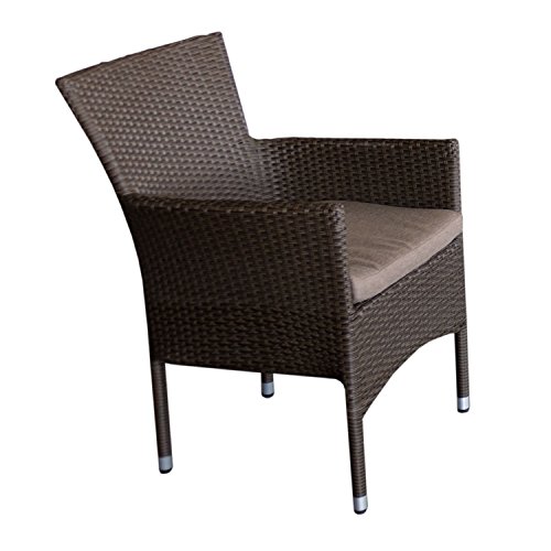 Polyrattan Sessel stapelbar Rattansessel braun-meliert inklusive Sitzkissen Gartensessel Stapelstuhl Gartenstuhl Rattanstuhl Rattansessel Terrassenmöbel Balkonmöbel Gartenmöbel - 3