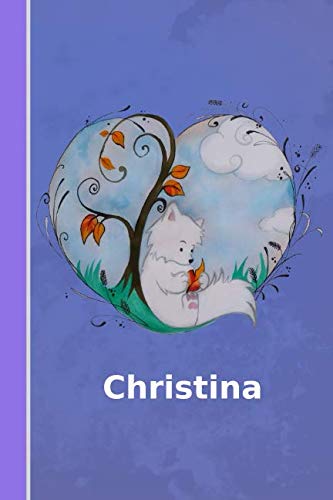 Preisvergleich Produktbild Christina: Personalisiertes Notizbuch / Fuchs mit Herz / Softcover / 120 Seiten / leer / blanko / nummeriert / Notebook / Tagebuch / Diary / Bullet Journal / Scrapbook / Geschenkidee
