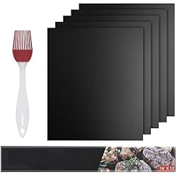 Yica Tapis de Cuisson, Set de 5 BBQ Tapis de Cuisson Pinceau en Silicone Barbecue Four - 40cm*33cm - Gril antiadhésif Tapis de Cuisson réutilisables Les Barbecue à Gaz, Charbon électriques