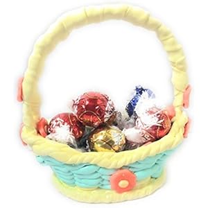 Handmade/Korb Korb geflochten, Fimo, Vanille und grün, Osterei mit orangen Blüten dekoriert / anpassbare Osternest/Made in France