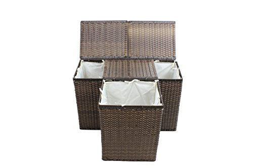 Wäschekorb aus braunem Rattan, Maße ca. 39x50x32cm - 5