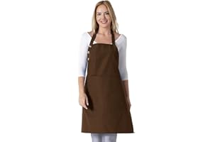 TOSHE Kitchen Apron Waterdrop Resistant Cotton Apron with adjustable Aprons for Women with Pockets Cooking Apron