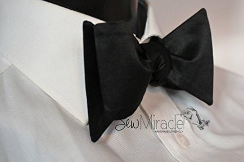 Black Silk Bow tie - Men's bow tie - Self-tied bow tie - Men's Accessory - Classic bow tie - Black tie - Gift ideas - Wedding - Gift for men