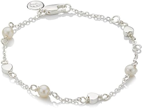 Girl's First Communion 925 Sterling Silver Heart & Freshwater Pearl Bracelet - Perfect Christening gift