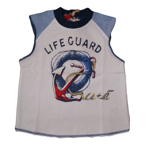 U+E. Boys White Designer Summer Sleeveless Top With Print. Size 12 Months