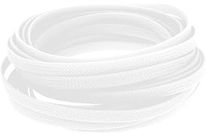 MOCNT 10mm Guaina Cavi PET Guaina Cavo Intrecciata Manicotto Espandibile Guaina Fili Elettrici Gestione dei Cavi Flessibile Ordinato Protettivo Tubo Guaina Isolante Bianco 10 Metri