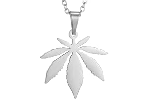 BlackAmazement Collana in acciaio inossidabile 316L con ciondolo a foglia di canapa Pot Leaf Weed Rose Gold Argento Punk Donna Uomo