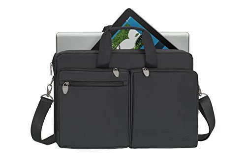 RIVACASE Tasche für Laptops bis 17.3″ – Hochwertige Notebooktasche mit zusätzlichen Fächern und angenehmen Tragekomfort – Schwarz - 2