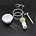 Portable Men Shaving Set Shaver Beard Brush Kit With Five Razor and Soap Dish Stand Bowl (white)