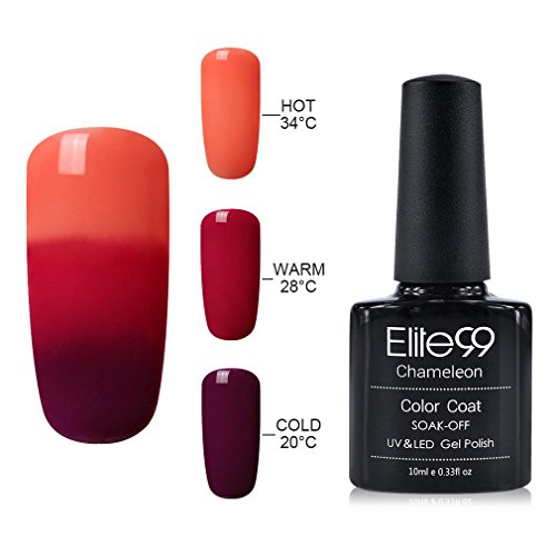 Gel Nail Polish, Elite99 UV LED Temperature Colour Changing Gel Polish Soak Off Chameleon Nail Varnish 10ml (4204)