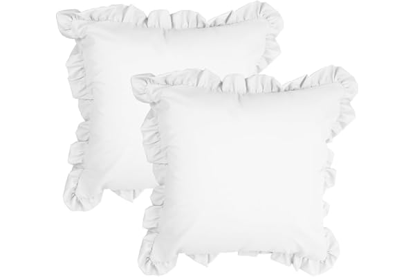 MiOYOOW Kuddfodral med volang, 2 st volangkuddar 45 x 45 cm dekorativt kuddöverdrag för dekoration i hemmet soffa soffa soffa