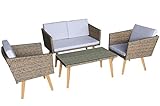 retro design möbel zürich Tisch inklusive temperaturbeständige Glasplatte, Rattan UV-beständig