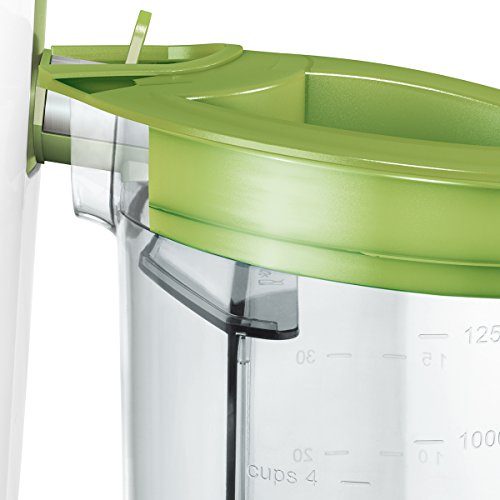 Bosch MES25G0 Entsafter VitaJuice 2 700 W, XL-Einfüllschacht, Edelstahl-Microfilter-Sieb, Ausgießer mit DripStop, weiß / apfelgrün - 2