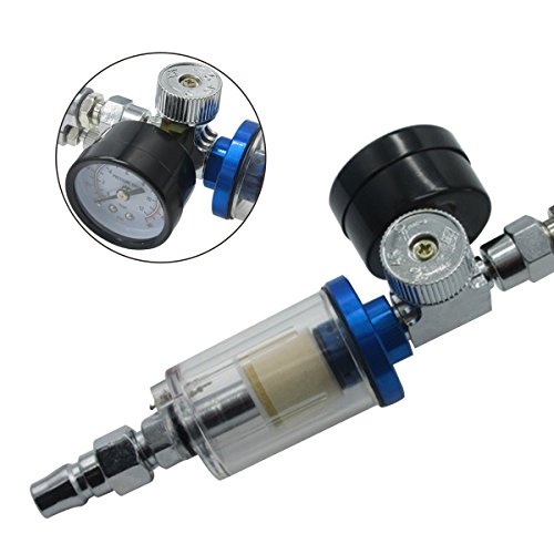 Latinaric 1/4″ Luftdruckregler Filterdruckminderer mit Manometer und Wasserfängerfilter - 7