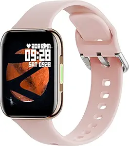 Zebronics Zeb-Fit1220CH Smart Fitness Band, 2.5D Curved Glass Full Touch Display, SpO2, BP & Heart Rate Monitor, IP67 Water Resistant, 7 Sports Mode (Gold Rim + Rose Gold Strap)