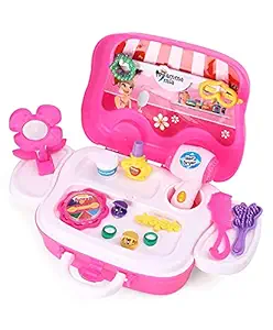 HAPPY HUES Fashion & Beauty Vanity Set with Rolling Van with Hair Dryer/Make up Kit/ Hair Accessories/Mirrors etc. for The Stylish Diva in Kids Age 3+