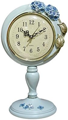 ZAZAZA Retro nostalgia sweep seconds silent blue hydrangea of the resin carving table clock with Arabic numerals of the welcome