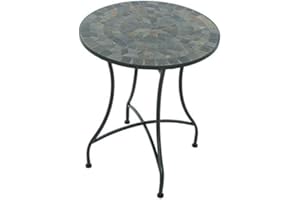 MACOShopde by MACO Möbel Raburg Mosaiktisch MAYLA in BLAU/GRAU/PASTELL - Gartentisch mit einzigartigem Muster, handgefertigtes Unikat - Rund ø 60 cm, Höhe 70 cm