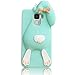 Produktbild Sunroyal 3D Fashion Case Cute Funny Süße Silikon Schutzhülle Buck Teeth Bunny Rabbit Soft Weichem Handy Tasche für Huawei Honor 7 Karikatur Cartoon Zubehör Set Handyhülle Etui Skin Shell Zurück Rückseite, Grün Green