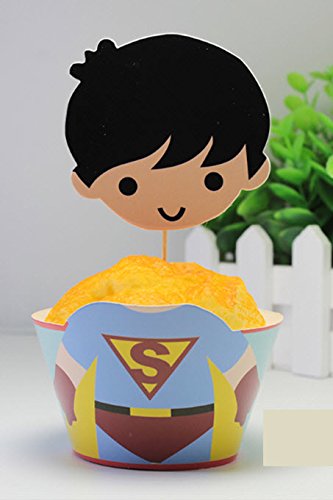 Cupcake-Dekoration und Förmchen Superhelden, Geburtstagsfeier für Jungen, 24 Stück - 4