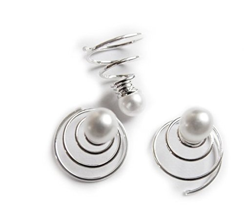 Musuntas 12 Stk. wunderschöne weiß Haarspiralen Haarspinnen Haarnadeln Braut Hochzeit Brautschmuck Braut Haarschmuck - 2