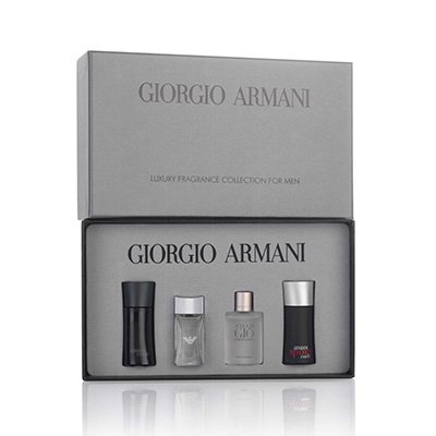 Giorgio Armani Mens Luxury Perfume Mini Gift Set : Eau Pour Homme 7ml EDT, Acqua Di Gio 5ml EDT, Diamonds 4ml EDT & Code 5ml EDT