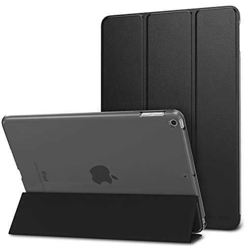 MoKo Hülle für Neu iPad 9.7 Zoll 2017 - PU Leder Tasche Schutzhülle Schale Smart Case mit Translucent Rücken Deckel, mit Auto Schlaf / Wach Funktion und Stanfunktion für New Apple iPad 9.7" IOS 10 Retina Display Tablet, Schwarz
